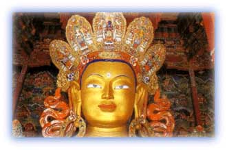 Beautiful bust of Buddha at Thiksay monastery. Credit: Discover India magazine