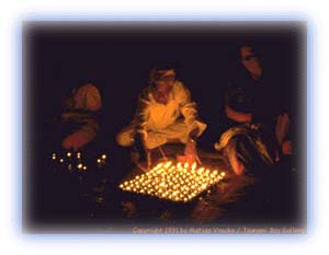 Butter lamps. Butter is used as fuel in the Trans Himalayas. Credit: Matjaz Vrecko