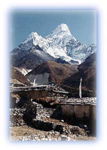 Ama Dablam, the most distinctive mountain in the Everest region, is named for its resemblance to a mother with outstretched arms. Credit: Scott Yost