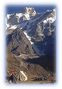 At the foot of the massive Kedarnath peaks. Credit: Unknown