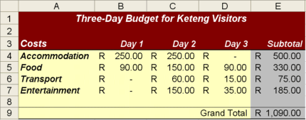 budget worksheet challenge