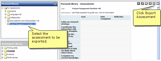 exporting assessments